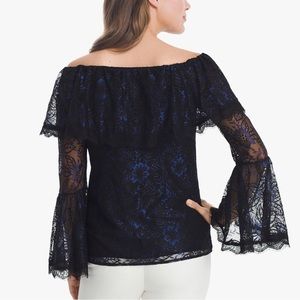Off the shoulder lace top. Black and Blue lace beautiful and amazing condition!